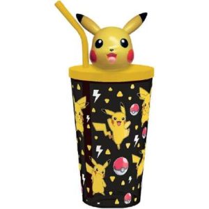 Pokemon Borraccia con topper 3D e cannuccia 500 ml